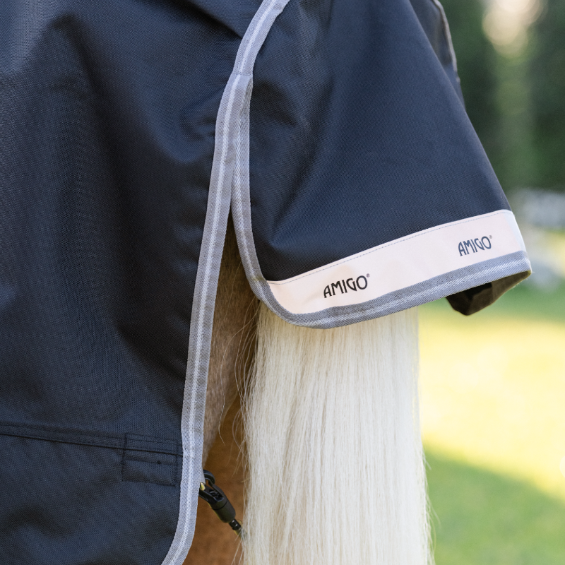 Horseware - Couverture d'extérieur Amigo Bravo Plus Pony Turnout noir/ titanium grey/ argent 250g | - Ohlala