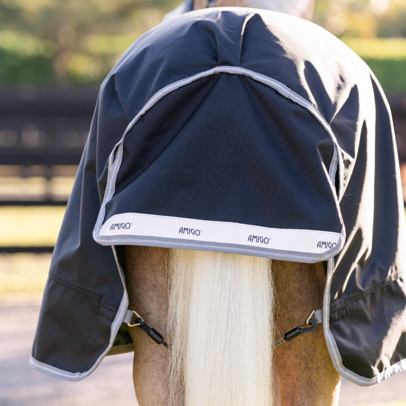 Horseware - Couverture d'extérieur Amigo Bravo Plus Pony Turnout noir/ titanium grey/ argent 50g | - Ohlala