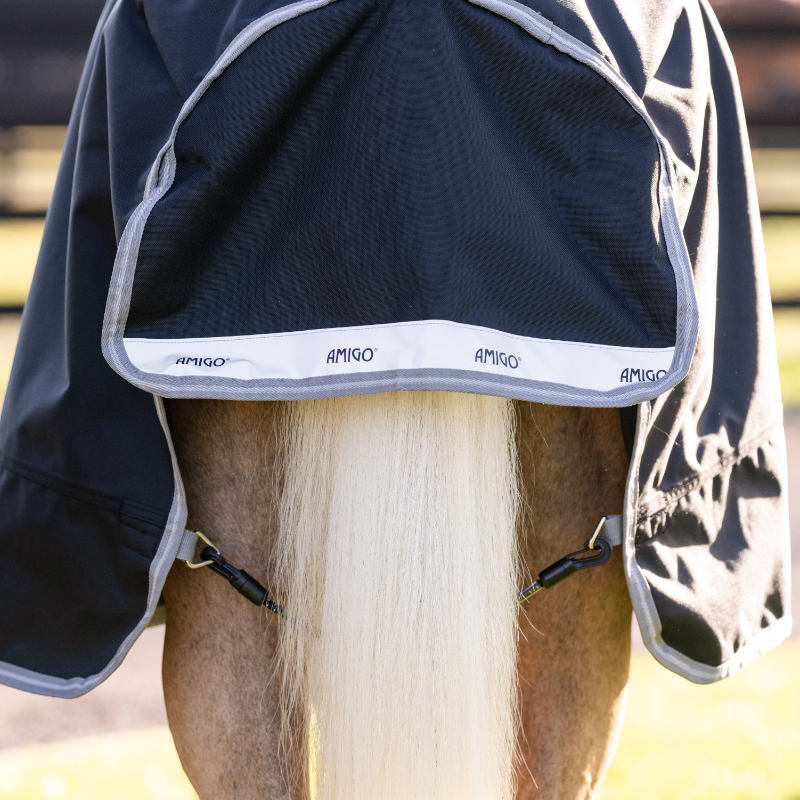 Horseware - Couverture d'extérieur Amigo Bravo Plus Pony Turnout noir/ titanium grey/ argent 250g | - Ohlala
