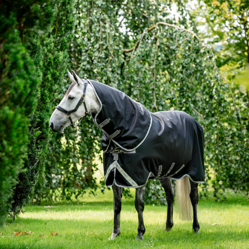 Horseware - Couverture d'extérieur Amigo Bravo Plus Turnout noir/ titanium grey/ argent 100g | - Ohlala