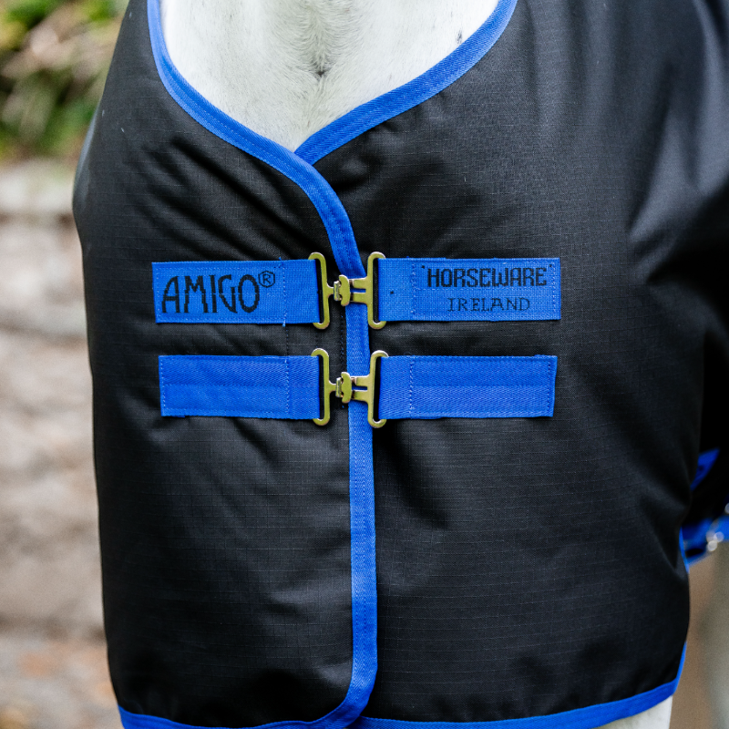 Horseware - Couverture d'extérieur Amigo Ripstop Pony Turnout noir/ classic blue 100g | - Ohlala