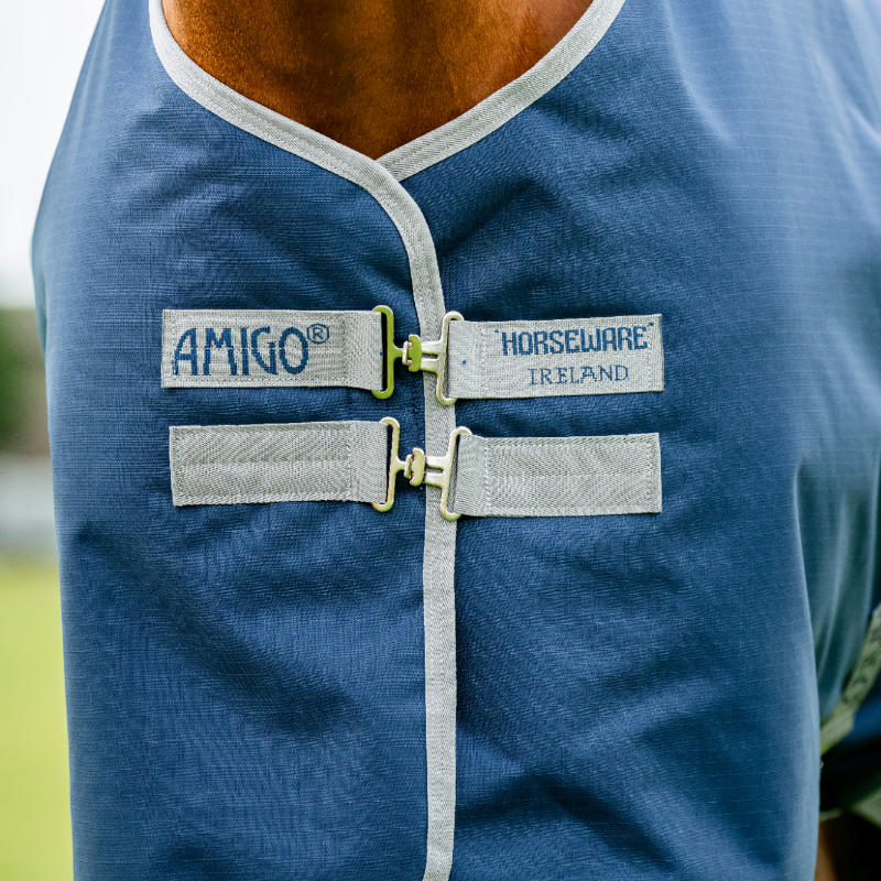 Horseware - Couverture d'extérieur Amigo Ripstop Turnout marine/ titanium grey 200g | - Ohlala
