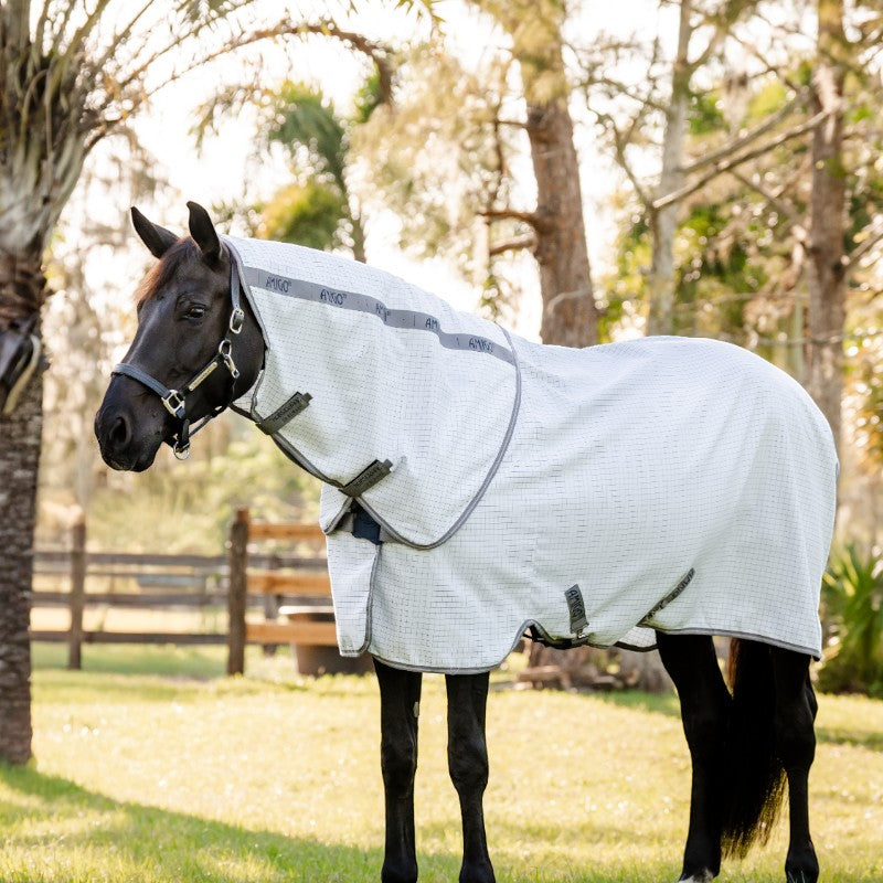 Horseware - Couverture d'extérieur Amigo Summer Plus marine check/ titanium grey/ argent | - Ohlala