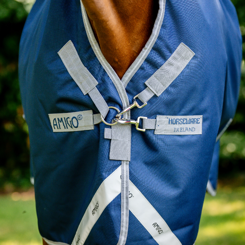 Horseware - Couverture d'extérieur Amigo Wug Turnout marine/ titanium grey/ argent 50g | - Ohlala