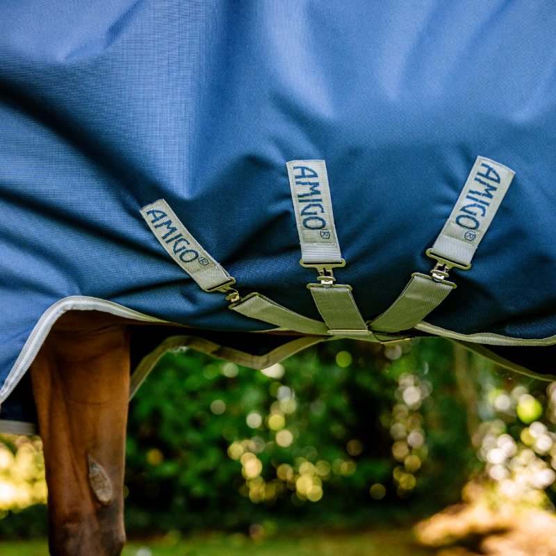 Horseware - Couverture d'extérieur Amigo Wug Turnout marine/ titanium grey/ argent 150g | - Ohlala