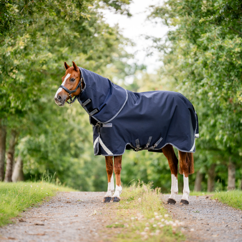 Horseware - Couverture d'extérieur Rambo Plus Turnout marine/ thunderstorm grey/ argent 100g | - Ohlala