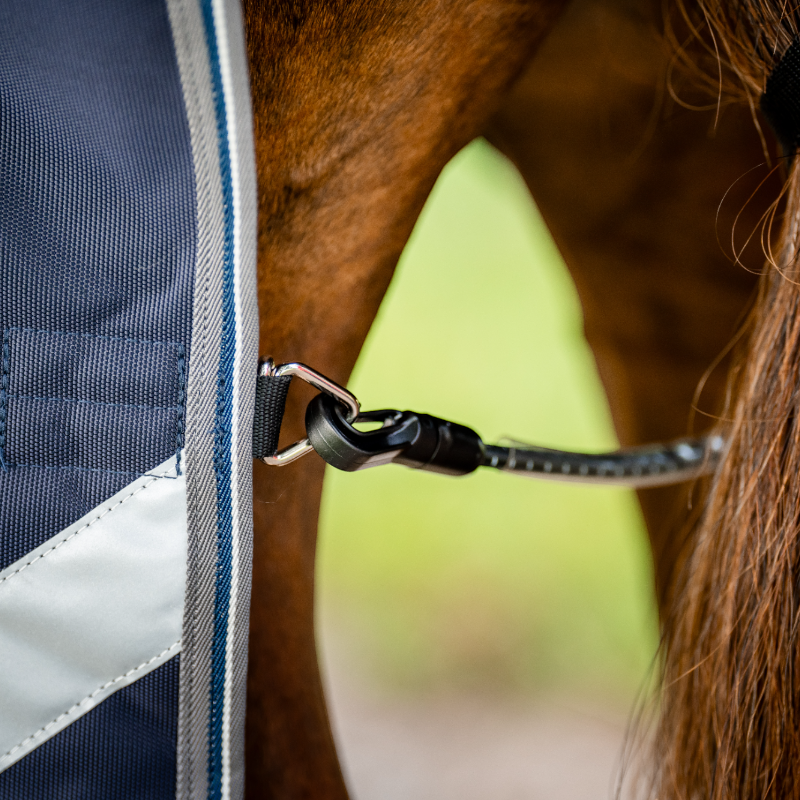 Horseware - Couverture d'extérieur Rambo Plus Turnout marine/ thunderstorm grey/ argent 100g | - Ohlala