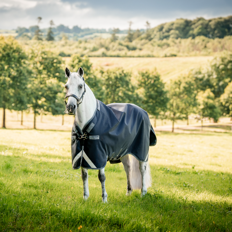Horseware - Couverture d'extérieur Rambo Turnout VL marine/ thunderstorm gris/ argent 250g | - Ohlala