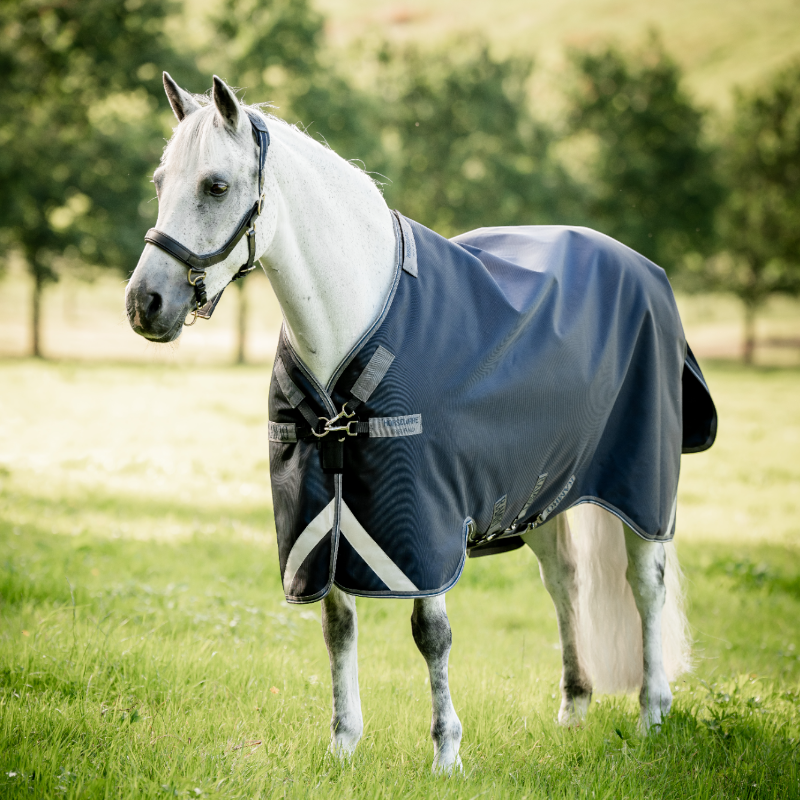 Horseware - Couverture d'extérieur Rambo Turnout marine/ thunderstorm gris/ argent 100g | - Ohlala