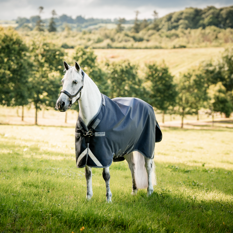 Horseware - Couverture d'extérieur Rambo Turnout marine/ thunderstorm gris/ argent 50g | - Ohlala