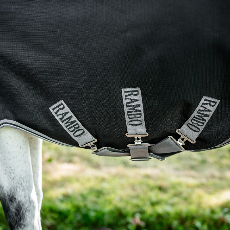 Horseware - Couverture d'extérieur Rambo Turnout noir/ thunderstorm gris/ argent 0g | - Ohlala