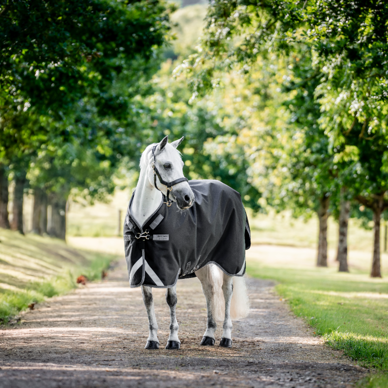 Horseware - Couverture d'extérieur Rambo Turnout noir/ thunderstorm gris/ argent 100g | - Ohlala