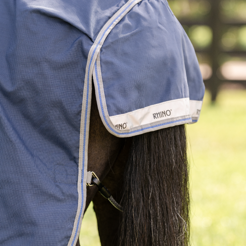 Horseware - Couverture d'extérieur Rhino Pony Turnout marine/ titanium grey/ classic blue 100g | - Ohlala