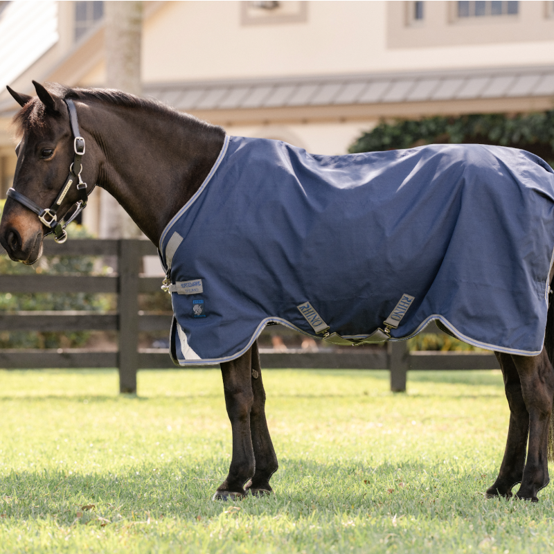 Horseware - Couverture d'extérieur Rhino Pony Turnout VL marine/ titanium grey/ Classic Blue 250g | - Ohlala