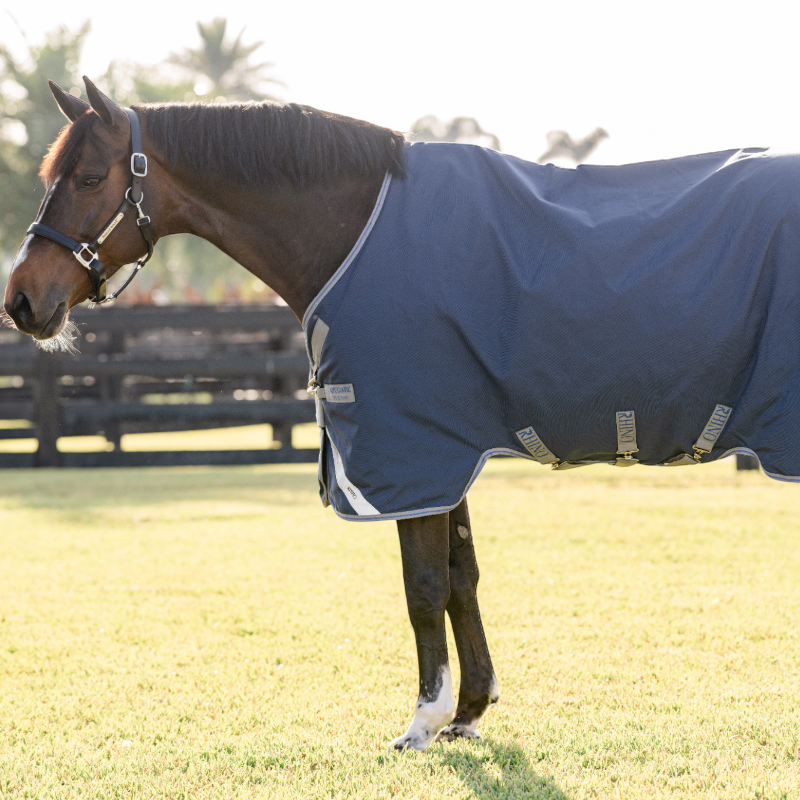Horseware - Couverture d'extérieur Rhino Turnout marine/ titanium grey/ classic blue 100g | - Ohlala