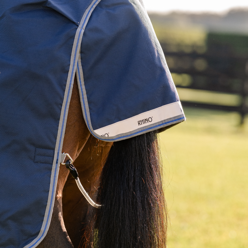 Horseware - Couverture d'extérieur Rhino Turnout marine/ titanium grey/ classic blue 100g | - Ohlala