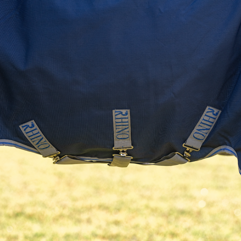 Horseware - Couverture d'extérieur Rhino Turnout marine/ titanium grey/ classic blue 100g | - Ohlala