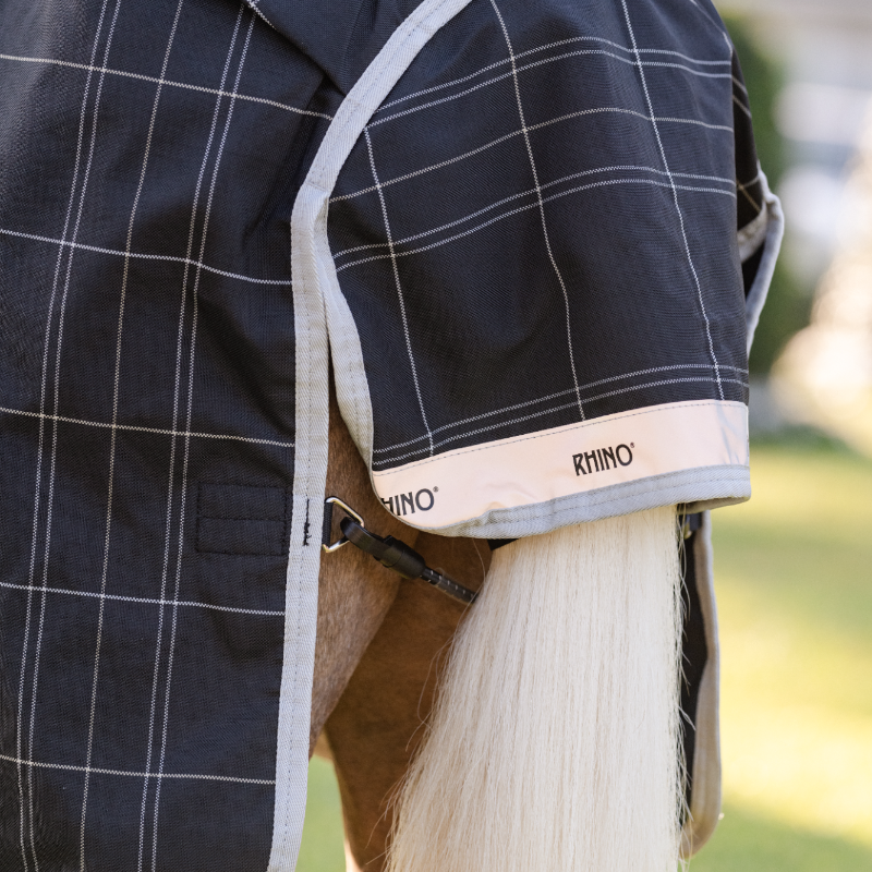 Horseware - Couverture d'extérieur Rhino Wug Pony Turnout noir/ gris/ blanc à carreaux 0g | - Ohlala