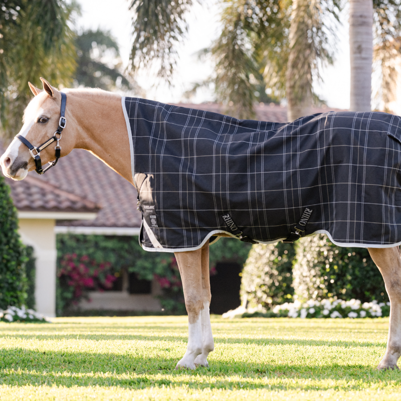 Horseware - Couverture d'extérieur Rhino Wug Pony Turnout VL noir/ gris/ blanc à carreaux 250g | - Ohlala