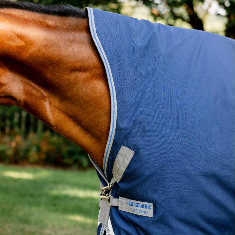 Horseware - Couverture d'extérieur Rhino Wug Turnout marine/ titanium grey/ classic blue 0g | - Ohlala