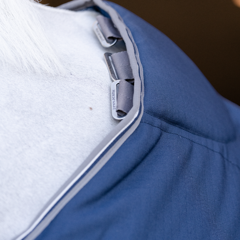 Horseware - Couverture de box Rambo Optimo Stable Plus marine/ thunderstorm grey/ argent 400g | - Ohlala