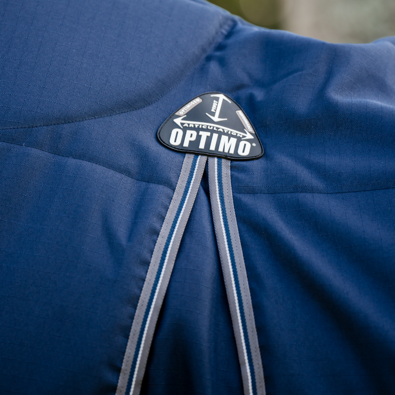 Horseware - Couverture de box Rambo Optimo Stable marine/ thunderstorm grey/ argent 400g | - Ohlala