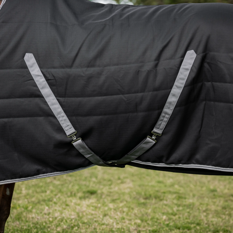 Horseware - Couverture de box Rambo Stable noir/ thunderstorm grey/ argent 400g | - Ohlala