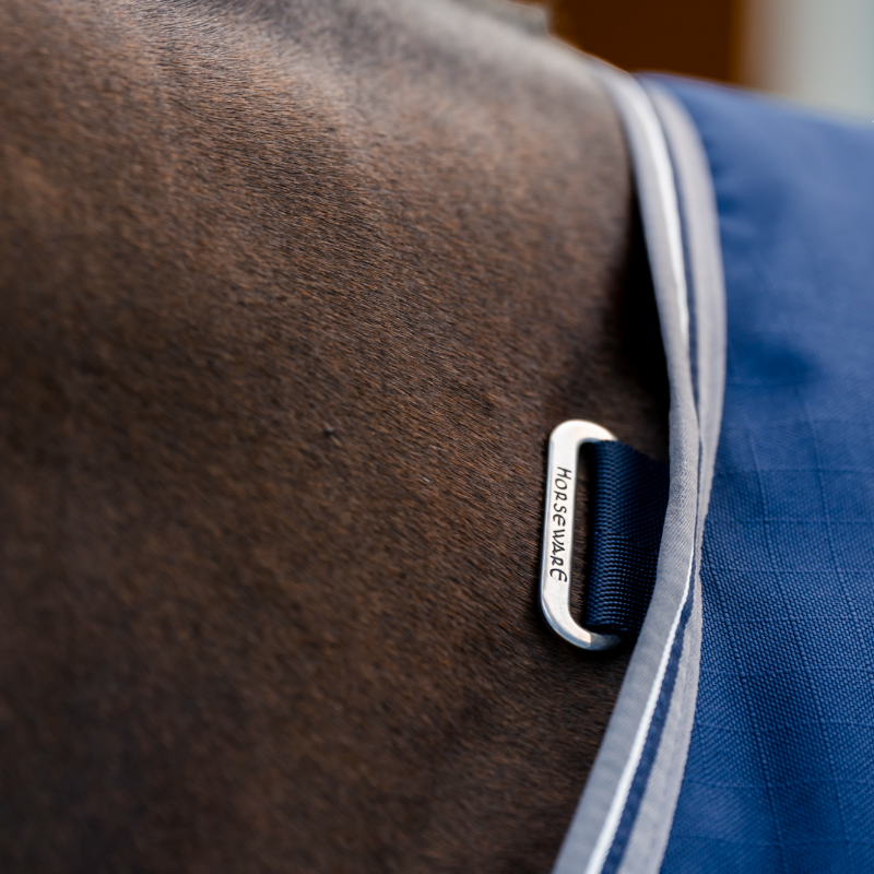 Horseware - Couverture de box Rambo Stable marine/ thunderstorm grey/ argent 400g | - Ohlala