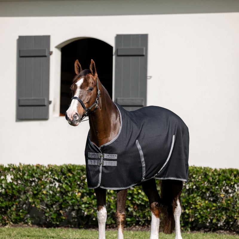 Horseware - Couverture de box Rambo Stable noir/ thunderstorm grey/ argent | - Ohlala