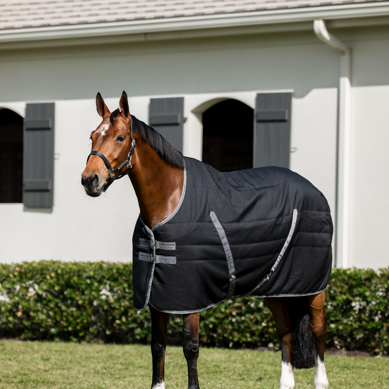 Horseware - Couverture de box Rambo Stable noir/ thunderstorm grey/ argent 400g | - Ohlala