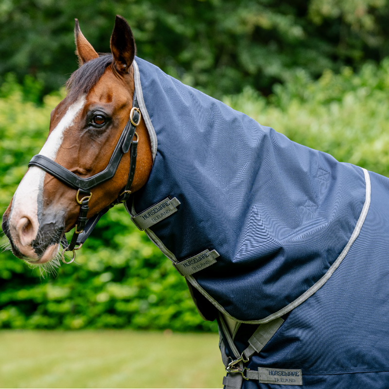 Horseware - Couvre-cou Amigo Bravo XL Turnout marine/ titanium grey/ argent 150g | - Ohlala