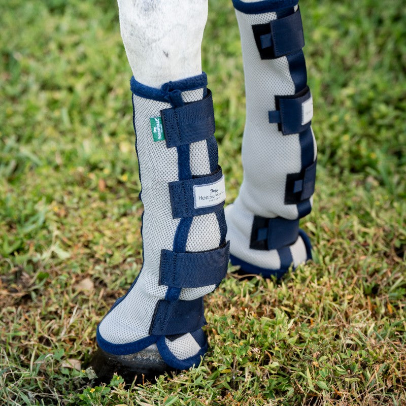 Horseware - Guêtres anti-mouches Fly Boots argent/ marine x2 | - Ohlala