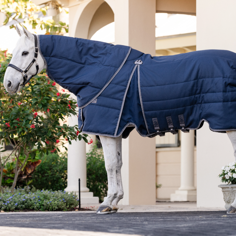 Horseware - Couverture de box Rambo Optimo Stable Plus marine/ thunderstorm grey/ argent 400g | - Ohlala