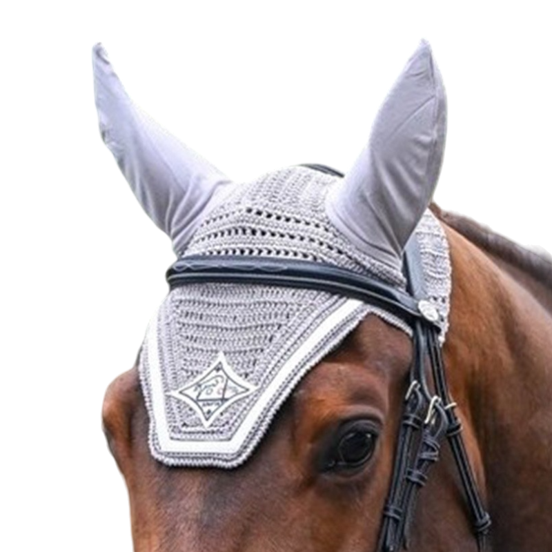 Jump'In - Bonnet chevaux Écusson gris clair et blanc | - Ohlala