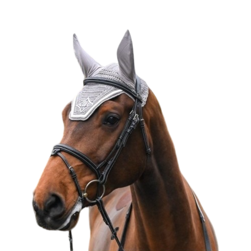 Jump'In - Bonnet chevaux Écusson gris clair et blanc | - Ohlala