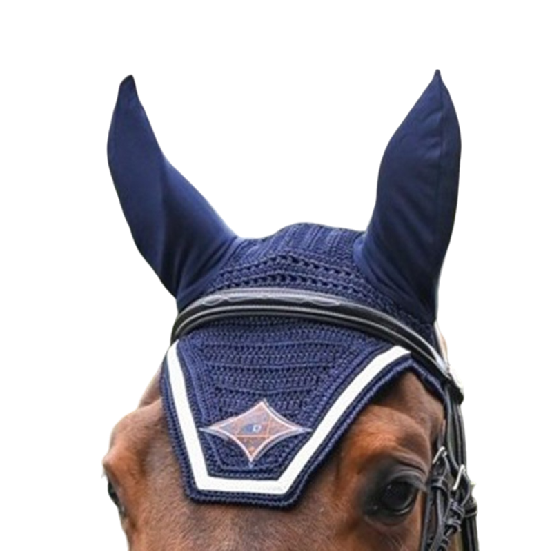 Jump'In - Bonnet chevaux Écusson marine/ blanc/ orange | - Ohlala