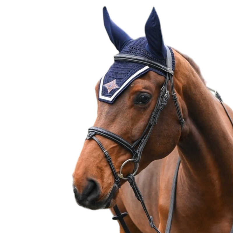 Jump'In - Bonnet chevaux Écusson marine/ blanc/ orange | - Ohlala