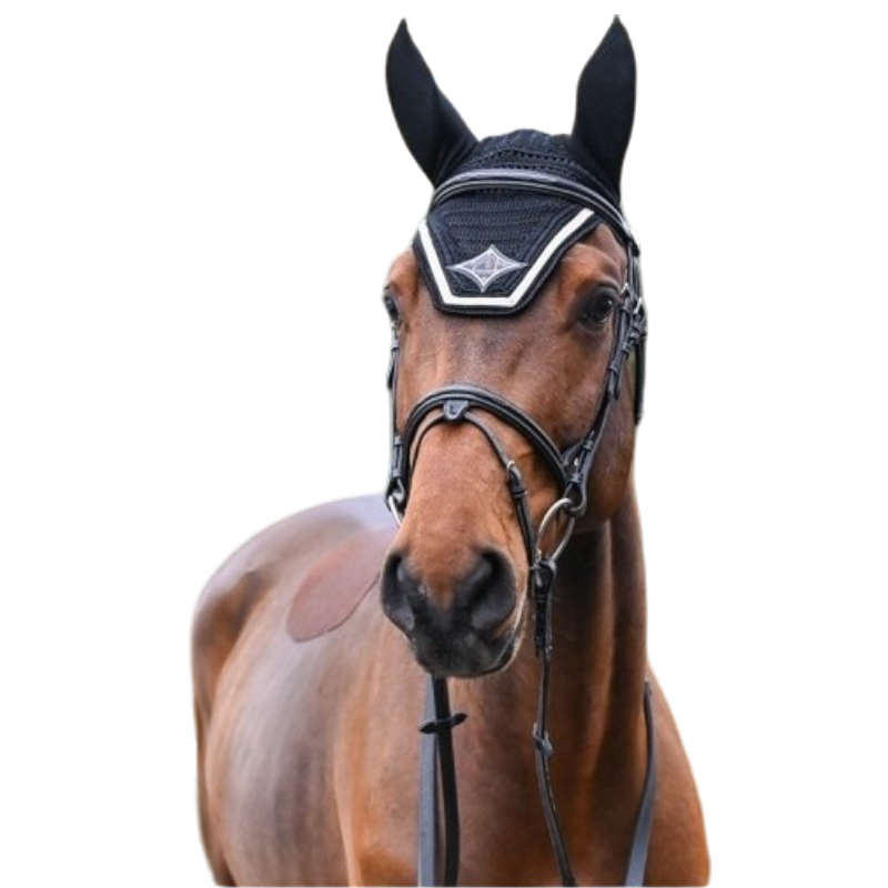 Jump'In - Bonnet chevaux Écusson noir lurex et champagne | - Ohlala