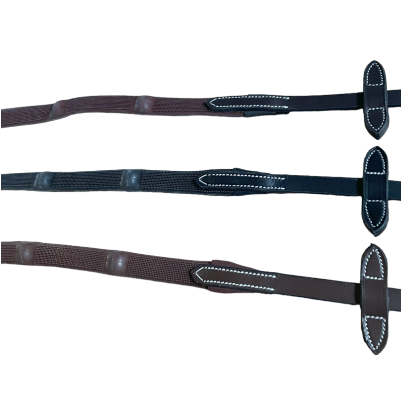 Jump'In - Rênes en caoutchouc avec 7 stoppers 1/2 collection One noir | - Ohlala