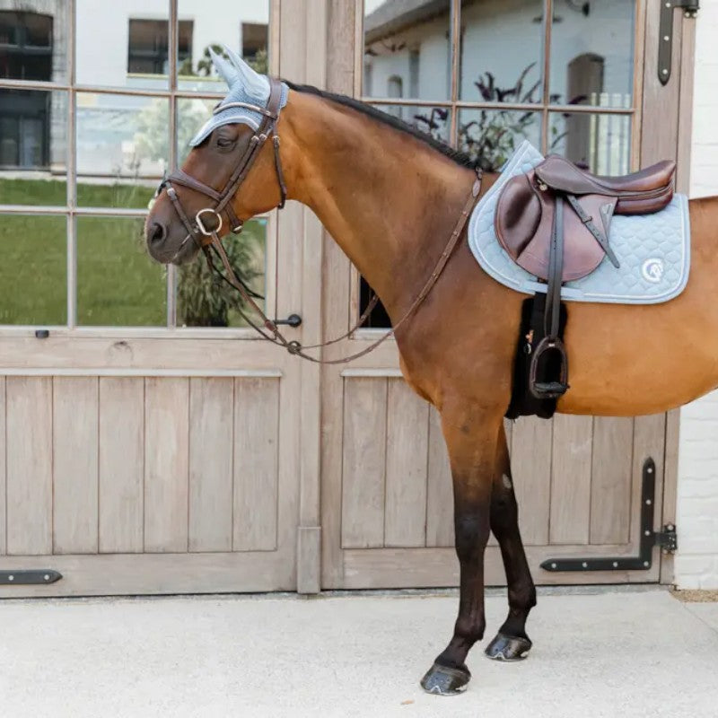 Kentucky Horsewear - Bonnet anti-mouches Wellington 3D Logo corde bleu clair | - Ohlala