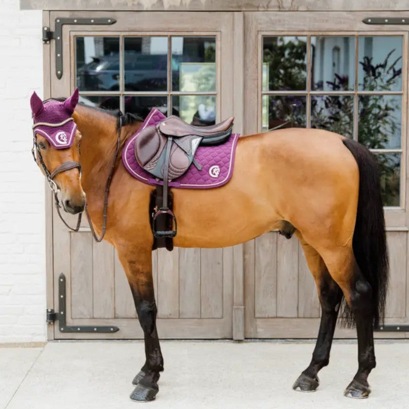 Kentucky Horsewear - Bonnet anti-mouches Wellington 3D Logo corde mauve | - Ohlala