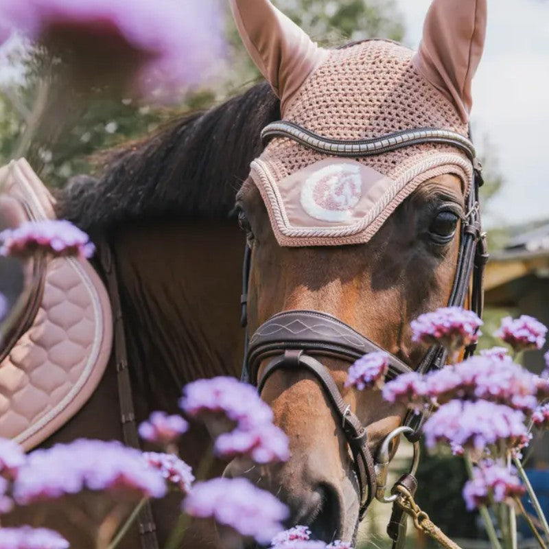 Kentucky Horsewear - Bonnet anti-mouches Wellington 3D Logo corde vieux rose | - Ohlala