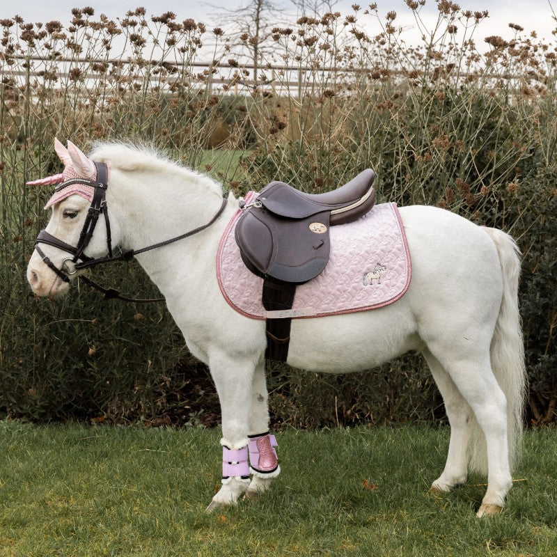 Kentucky Horsewear - Bonnet anti-mouches Wellington Licorne pailleté rose tendre | - Ohlala
