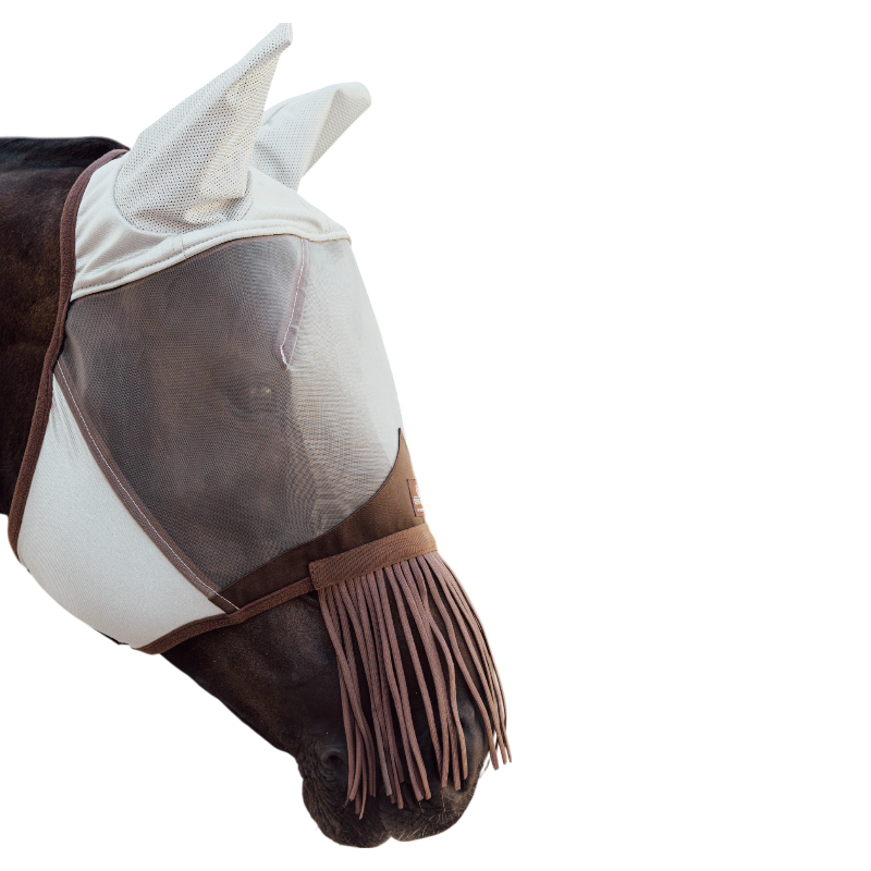 Kentucky Horsewear - Masque anti-mouches Classic avec oreilles et franges gris | - Ohlala