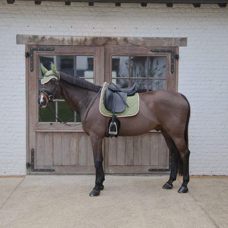 Kentucky Horsewear - Tapis de dressage Softshell Onion Quilt kaki/ vieux rose | - Ohlala