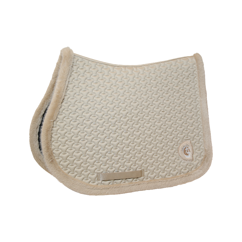 Kentucky Horsewear - Tapis de selle fausse fourrrure tressée vieux beige | - Ohlala
