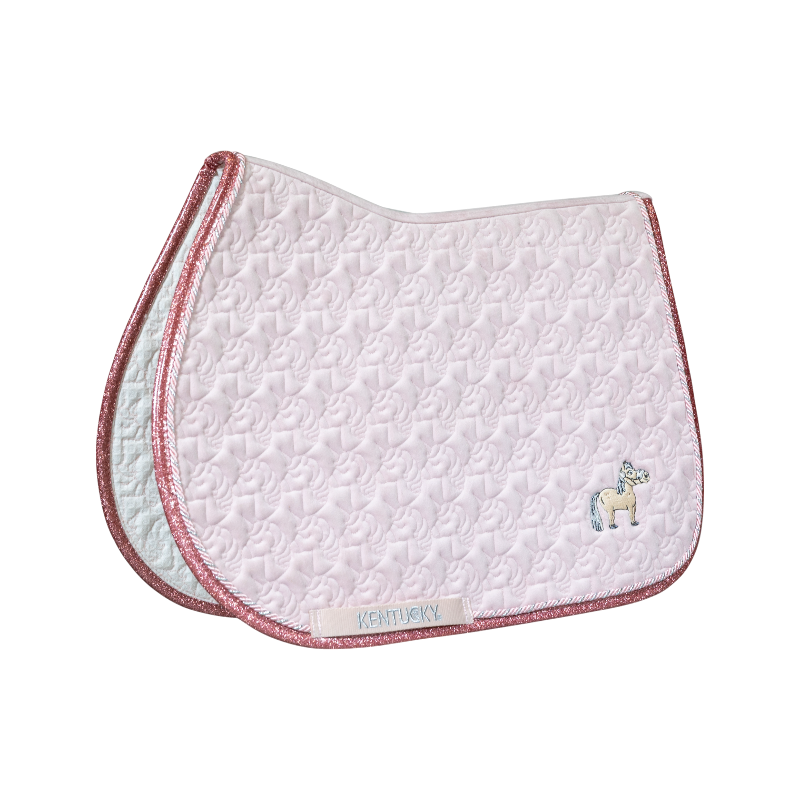Kentucky Horsewear - Tapis de selle tête de licorne paillettes rose tendre | - Ohlala
