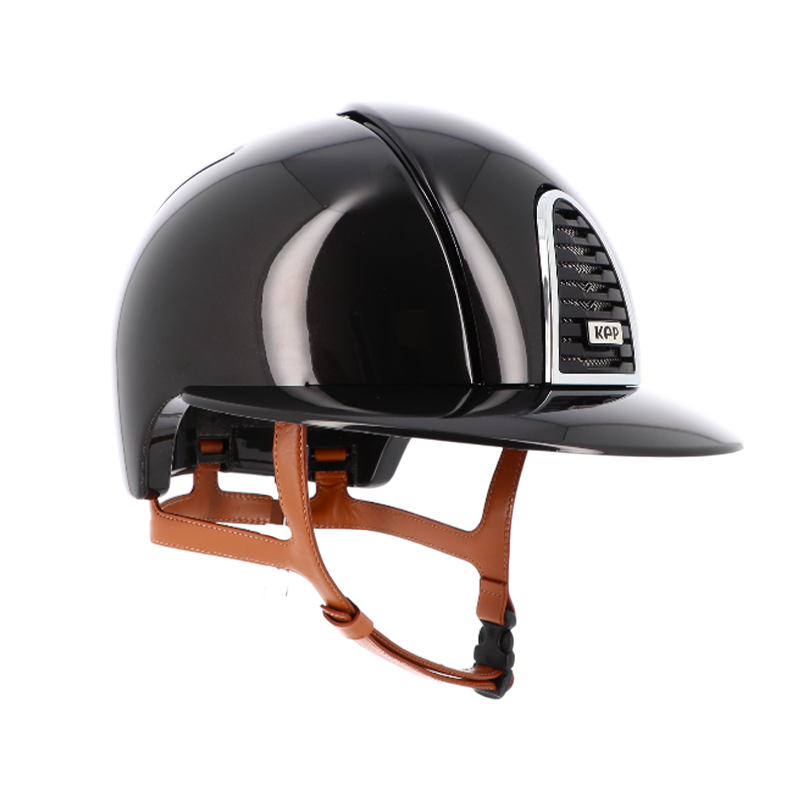 KEP - Casque d'équitation Cromo 2.0 New Shine noir visière polo jugulaire beige | - Ohlala