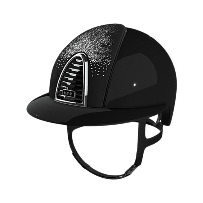 KEP - Casque d'équitation Cromo 2 polish black suédine avec brillants visière polo | - Ohlala