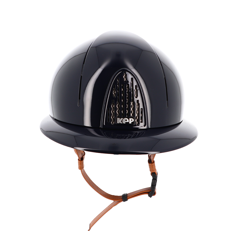 KEP - Casque d'équitation Smart Polish blue visière polo jugulaire beige | - Ohlala